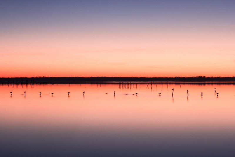 tramonto nel lago