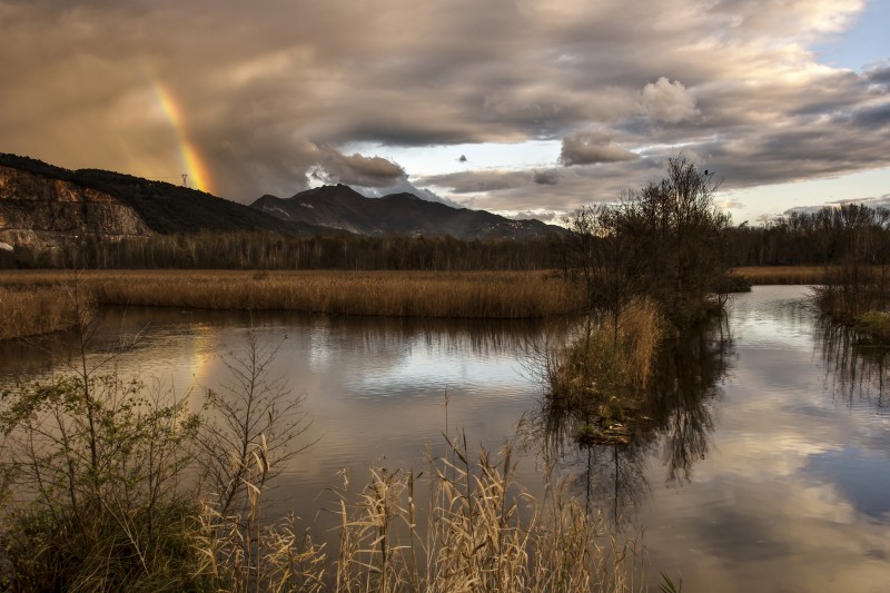 rainbow on the lake